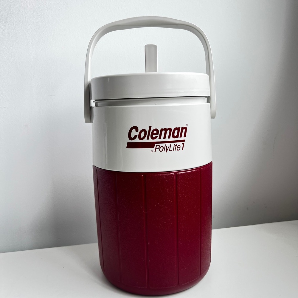 Coleman PolyLite 1 Gallon Water Jug Red White Insulated Cooler 5596 Made in USA